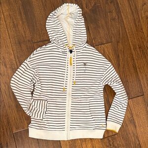 Striped ivory and black Hoodie with embroidered bee